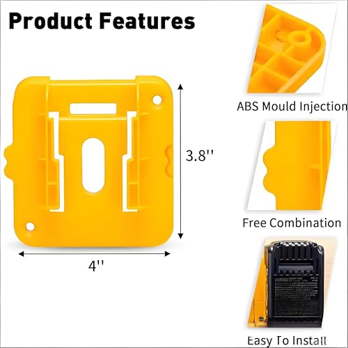5 Piece Tool Holder 5pc Battery Holder for Dewalt 20V 60V, Wall Mount Cordless Drill Organizer Storage Shelf with Screws