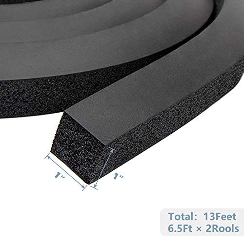13Ft NBR+PVC Air Conditioner Foam Seal Insulating Strip 2 Roll 1 x 1 Inch 6.5 Feet Long Heavy Duty Window Seal Weather Stripping with High Resilience No-Adhesion - color: No-Adhesive, size: 13Ft x1 in x 1 in