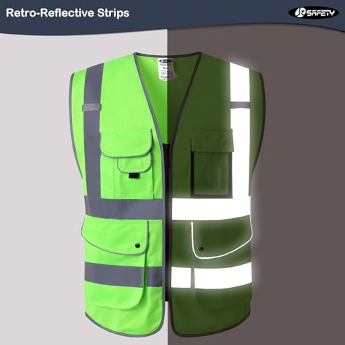 JKSafety Safety Vest for Men Women Reflective Hi Vis JK150 Green M - color: Green, size: Medium