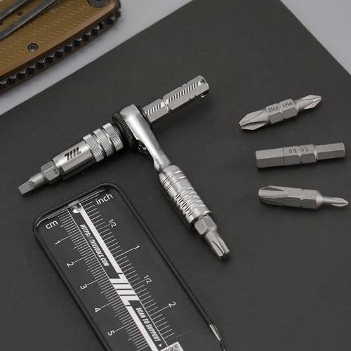711L Mini Ratchet Wrench TG - One of the World's Smallest 1/4" EDC Ratchet Wrench For Tight Spaces - Stainless Steel - For Double-ended Bits - style: Mini Ratchet TG
