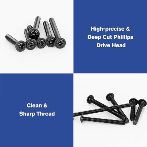 WELLOCKS M4 Cabinet Pull Screws, Black Zinc 25 to 50mm 100 PCS - color: Black, size: 100PCS