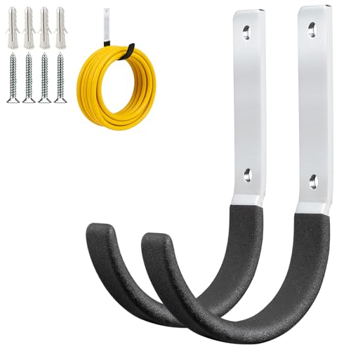 GeeWatom Heavy Duty Steel Garage Hooks,Garage Storage Utility Hooks,Heavy Duty Garage Garden Tool Organizer,Steel Wall Mount Hooks, Garden Hose Hanger, Black U Hooks (Dark Brown-2PC) - color: Dark Brown-2PC