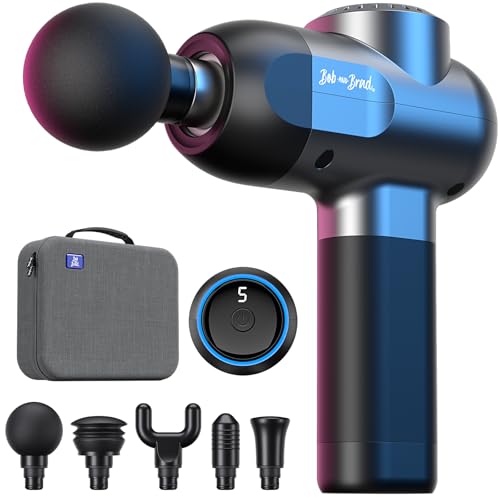 BOB AND BRAD C2 Massage Gun, FSA Eligible & HSA Approved Deep Tissue Percussion Massager Gun, Muscle Massager with 5 Speeds and 5 Heads, Electric Back Massagers for Professional Athletes Home Gym - color: Matte Black