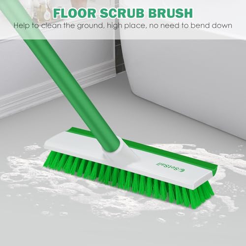 SetSail Floor Scrub Brush with 51-Inch Long Adjustable Handle Brush, Green - color: Green, size: 10in