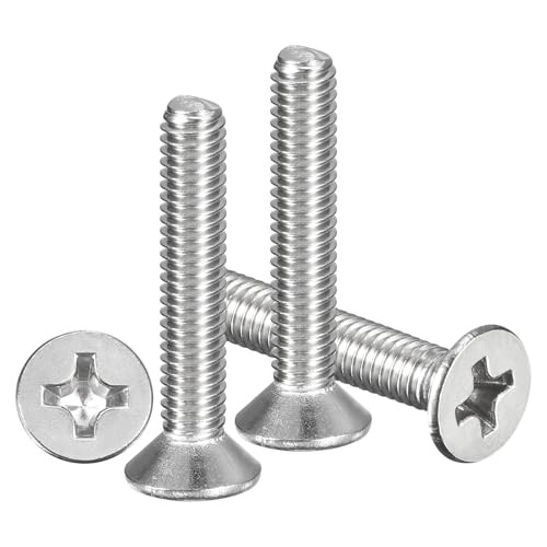 METALLIXITY 5/32"-32x1 Phillips Flat Head Bolts 304 Silver 30Pcs - color: Silver, size: 5/32"-32x1"