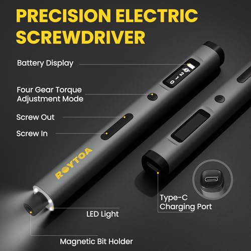 Mini Electric Screwdriver Set 3.7V, Precision Electric Screwdriver Cordless 80-in-1, 4 Torque Settings, 60 S2 Metal Bits, Magnetic Storage, Repair Tool for Electronics Watch Laptop Clocks Cameras