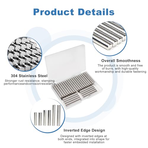 50Pcs M5 x 40mm (Approx 3/16" x 1-9/16") 304 Stainless Steel Dowel Pins - size: M5 x 40mm