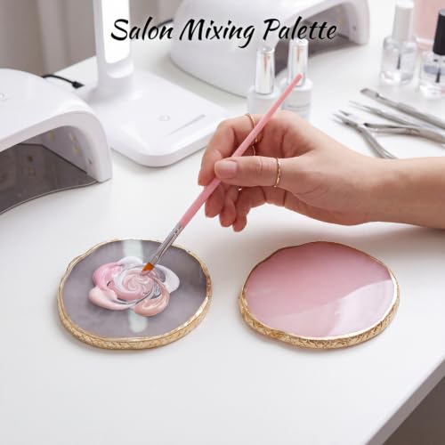 Resin Nail Art Palette 2Pcs, Gray Pink Mixing Tray - color: Gray, Pink