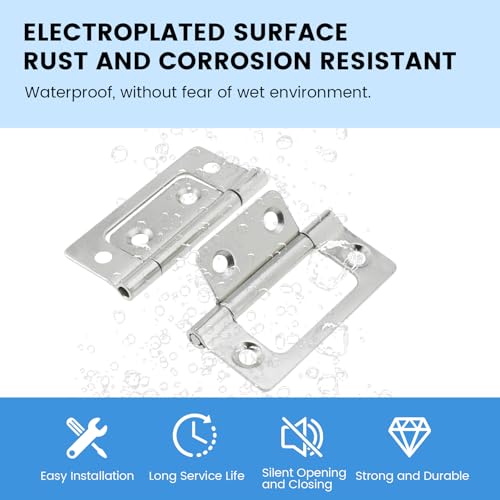 SDTC Tech 4-Pack Non-Mortise Door Hinges Bifold Butt Cabinet Hinges Silver - color: Silver