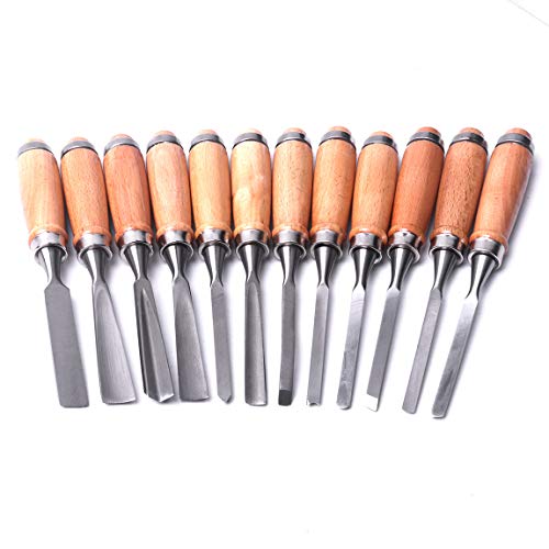 ATOPLEE 12pcs Wood Carving Chisel Set for Woodworking, Professional Wood Gouge Tools with Box and Roll Up Bags for Carpenter Craftsman Gift in Most Carving Project