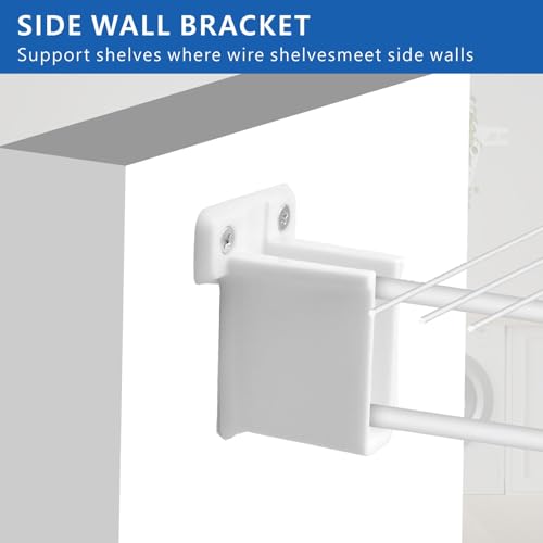 6 Pcs Wire Shelf End Bracket, Heavy Duty Closet Shelf Brackets, White Plastic Closet Rod / Wall Shelf Supports with Screws, Wall Mount Brackets for Shelves Closet - size: 6 Pieces