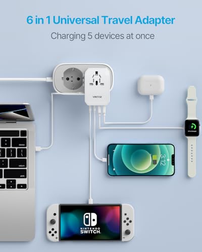 VINTAR Universal Travel Adapter 70W GaN, 3USB-C & 2USB-A for Laptops - color: 70W White1
