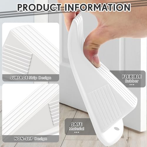 Frienda 2 Pcs Heavy Duty Rubber Door Stops Wedge Stackable,White - color: White