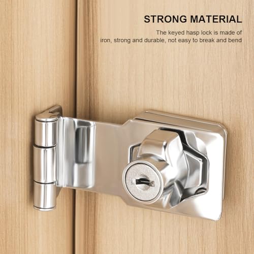 Keyed Hasp Locks,2.5 Inch 90 Degrees Knob Keyed Locking Hasp with 2 Pcs Keys for Small Doors Drawer and Cabinets Suitcase Furniture Hardware Door