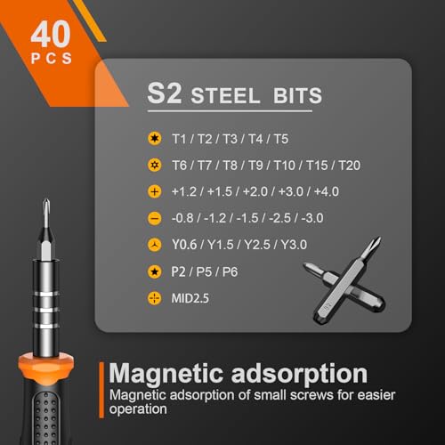 JOREST 40Pcs Precision Screwdriver Set,Small Screwdriver with Torx T5 T6 T8 - style: 40 in 1 S2