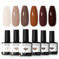 modelones Nude Brown Gel Nail Polish Set, Beige Caramel 6 Fall Colors - color: A A A1 coffee brown
