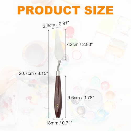 HARFINGTON 5pcs Palette Knife Painting Tool 2.83 x 0.91 Stainless Steel Art Spatula Pallet Knives Scrapers Tools with Beech Wood Handle for Acrylic Oil Canvas Mixing Spreading, Red/Silver - size: 2.83" x 0.91"