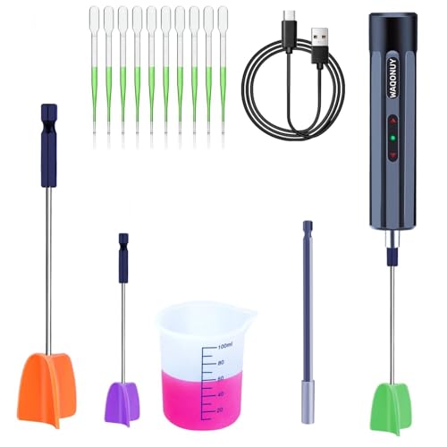 Rechargeable Epoxy Resin Mixer,USB Handheld Electric Resin Mixer for Mixing Epoxy Without Bubbles, Resin Stirrer for Tumblers Epoxy, Resin Molds, Glazes and Paint (Grey) (White) - color: BLACK