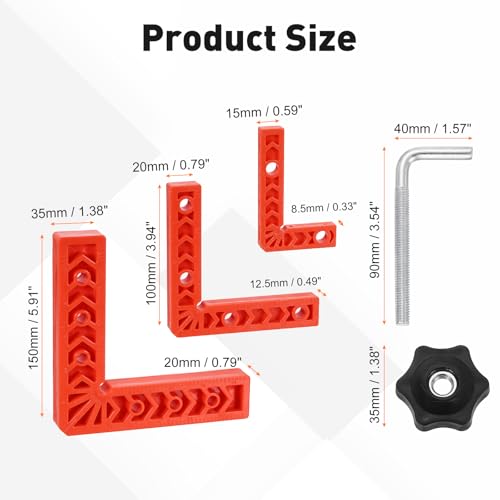 HARFINGTON 12Pcs Corner Clamp 90 Degree 4/3" Right Angle Clamp Set for Woodworking, ABS Plastic Positioning Square Tool for Picture Frame Box Cabinets Drawers, Orange