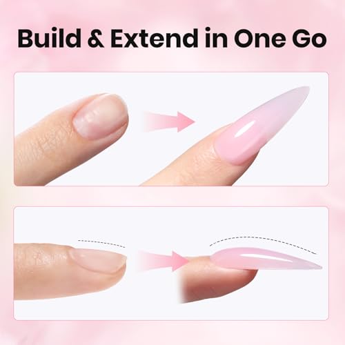 Beetles Hard Gel Nail Extension Kit, 3 Colors with Medium Oval Tips - color: Clear Nude Pink Soft Ease with Medium Oval Nail Tips 3 x 30 g