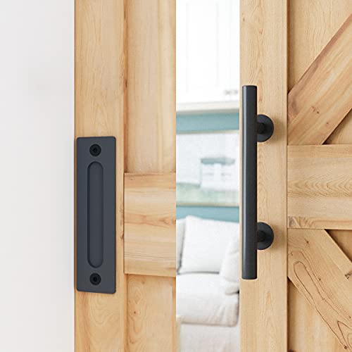 SMARTSTANDARD 9 FT Heavy Duty Sturdy Sliding Barn Door Hardware Kit, Black - size: 9 Feet
