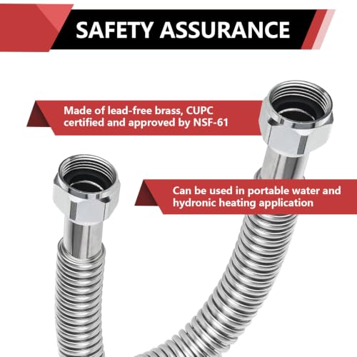 2piece EFIELD Flexible SS Corrugated Hose Connector,3/4" FIP x18"Length - size: 18"L(3/4" FIP)