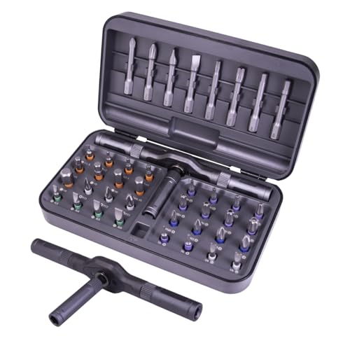 42 in 1 Magnetic DIY Ratchet Screwdriver Set,Multi Bit Screw Drive with Storage Case, Portable Compact Repair Tool Kit for Furniture, Bicycle,Watch,Computer, (42 in 1 Gray) - color: 42 in 1 Gray