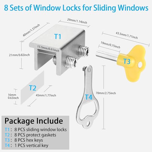 ZRFCXE Window Locks, Fits Horizontal & Vertical Sliding Windows (8 Pack) - color: Silver, size: 8 Pack