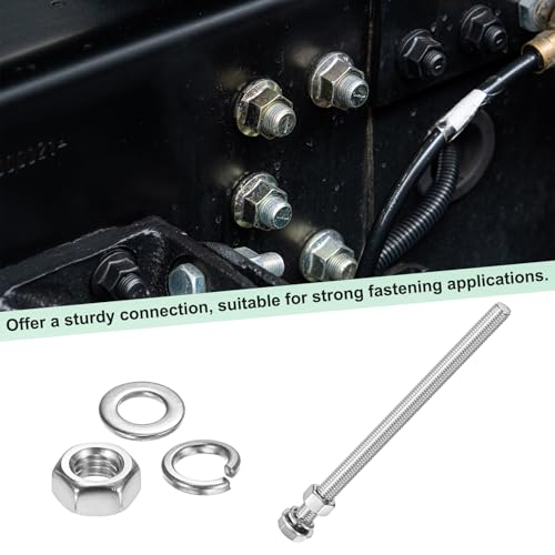 M METERXITY 10-Pack Hex Head Screw Bolt with Nuts Flat & Lock Washers M12x190mm Stainless Steel Bolts and Nuts Kit Fully Threaded Metric Bolt Assortment for Equipment/Machinery - size: M12x190mm