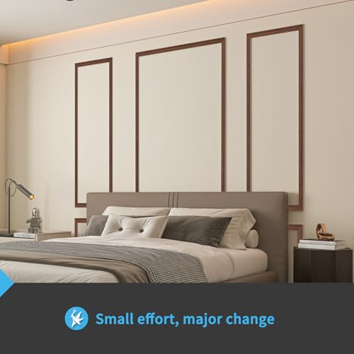 Art3d Pre-Cut Wall Molding Set of 6 pcs, 3 Top 3 Bottom, Walnut - color: Walnut: Style 1