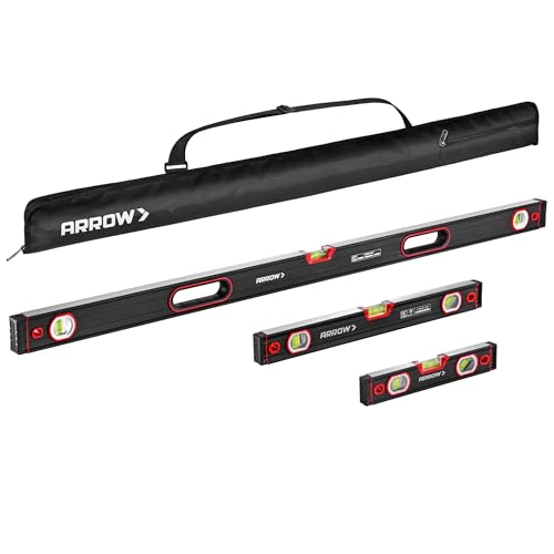 ARROW 3-Piece Spirit Level Set Included 9"/16"/48" Level with Carrying Bag - size: 3-Piece Set (9", 16", 48")