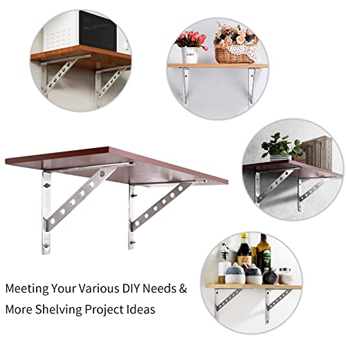 YUMORE 16 Inch Shelf Bracket, Heavy Duty L Bracket, 2 Pack - size: 16"(Soild)