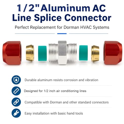 1/2 inch Line Splice for Dorman 800-642 1/2''Aluminum Lines for Chevy Suburban Traverse for GMC Yukon Acadia for Buick Enclave Vehicle AC Repair Tools 2PC - size: Line-642-2