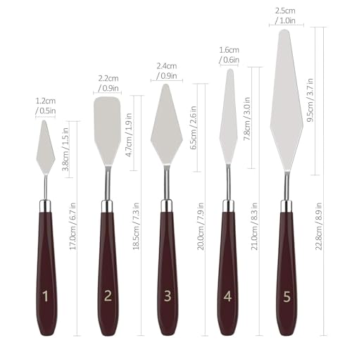 5-Piece Stainless Steel Palette Knife Set | Oil, Acrylic, Watercolor Painting, Cake Decorating, Art & Mixing Tools, Texture Creation