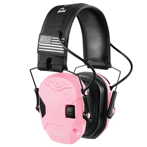 Electronic Shooting Ear Protection w/Gel Pads, 23dB NRR Active Noise Reduction & 3X Amplification Headset for Shooters - color: Pale Pink