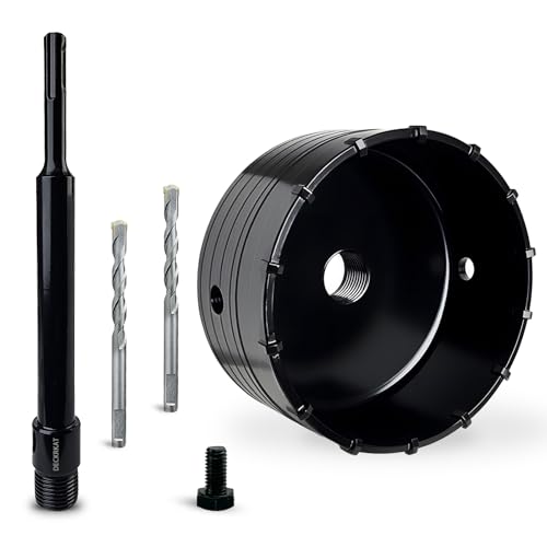 DECKRKAT 4-3/4" Concrete Hole Saw Kit,Electroplated Black Quenching Tech,Heavy-Duty Thickened Alloy Teeth,SDS Plus Shank & 2 Center Bits for Concrete,Brick,Stone. - size: (120mm)4-3/4"