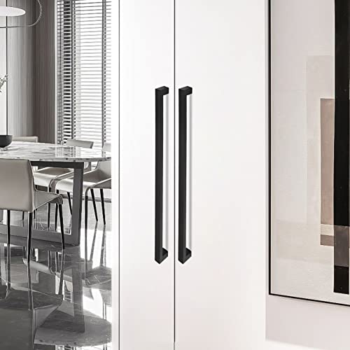 Cabinet Pulls Matte Black Cabinet Handles Square Drawer Pulls, 10 Pack 18 Inch Stainless Steel Kitchen Door Cupboard Cabinet Handles, Drawer Hardware Handles, 458mm Hole Centers - size: 18 inch Hole Centers(458mm)
