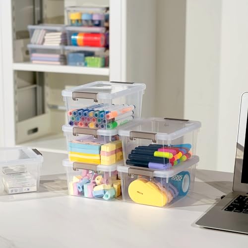 Citylife 30Packs 1.3Qt Small Storage Bins with Lids,Stackable Clear - color: Clear White, size: 1.3 QT(30 Pack)