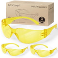 TICONN Clear Safety Glasses for Men & Women, ANSI Z87.1 Safety Goggles - style: 3 Pairs Yellow