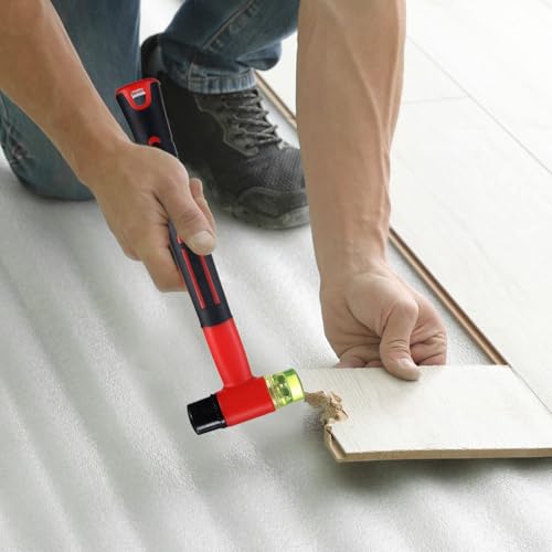 uxcell Rubber Mallet Double-Faced with Non-Slip Plastic Grip Rubber Hammer with Soft/Hard Replacement Mallet for Leather Crafts Tile Vinyl Woodworking Flooring Installation, Red