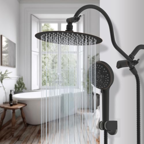 Hibbent All Metal High Pressure Shower Head, 10'' Rainfall Shower Head - color: Oil Rubbed Bronze Finished, style: Round 10''