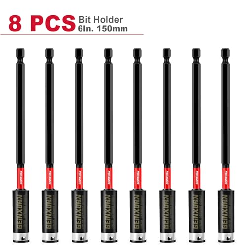 Geinxurn 6Inches Impact Magnetic Screwdriver Bit Holders, 8PACK Extension Socket Drill Bit Holder S2 Alloy Steel Hex Shank Quick-Change Drill Bit Guide - style: 6INCHES -Bit Holder-8PCS