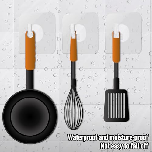 COMNICO 12 Pack Adhesive Hooks Clear Plastic Waterproof Heavy Duty Sticky Wall Ceiling Door Window Pothook Home Kitchen Bathroom Shower Office for Hanging Hat Towel Picture Coats (12)