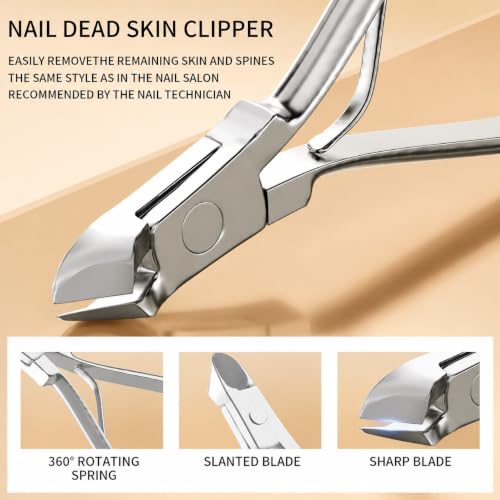 Manicure Set, Stainless Steel Nail Clipper Set with Luxurious Travel Case - color: Silver and Rose Gold