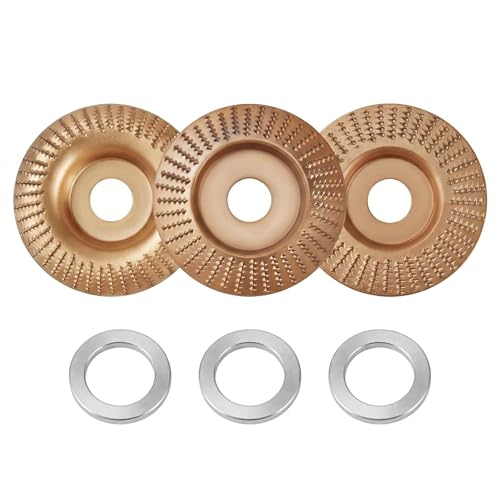 Tungsten Carbide Cutting Wheel Set, Angle Grinder Polishing Pad, 3 Piece Heavy-Duty Wood Carving Disc for 4" & 4-1/2" Angle Grinders, Flat Surface, Woodworking Attachment for Cutting, Shaping, Sanding