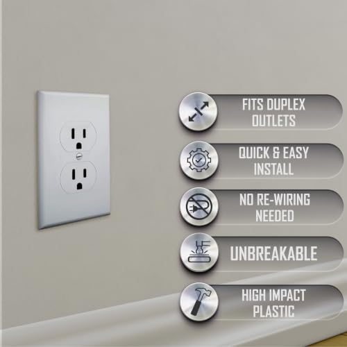 TayMac 2520W MASQUE White 1-Gang Duplex Jumbo Electrical Outlet Cover Wall Plate, Replaces Old Wall Plate for Electric Outlet, Home Improvement Essential, White, 1-Pack