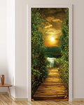 FLFK Door Decal Sticker - Lakeside Path,Peel and Stick Mural,Combined Size 36"x80",Split into 2 Pieces - color: Mt649, size: 36"x80"