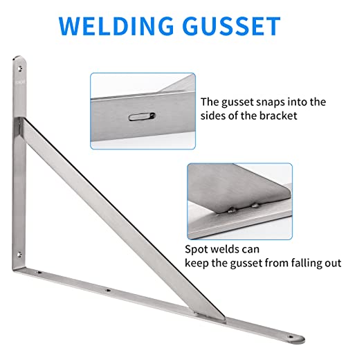 YUMORE 20 Inch Shelf Bracket, Heavy Duty L Bracket, 2 Pack - size: 20"(Soild)