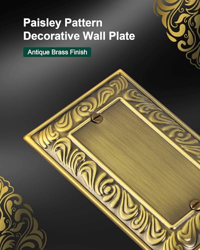 2-Pack Paisley Pattern Blank Outlet Cover Wall Plate,Metal Switch Plates - style: 1 Blank 2PK