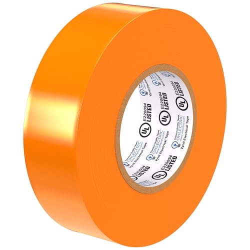 OHLECTRIC Professional Grade Vinyl Electrical Tape (1 Pack) Orange - 7 Mil Thick Flame-Retardant, Heat & Weather Resistant 3/4 Inch x 60 Feet | Ideal for Contractors & Electricians - size: 1 Roll, style: Orange